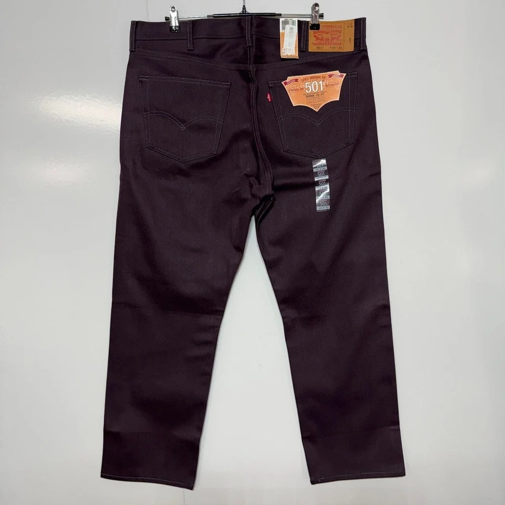 Levis‎ 501 Jeans Mens 40x30 Purple Straight Leg Button Fly Shrink-to-Fit NEW
